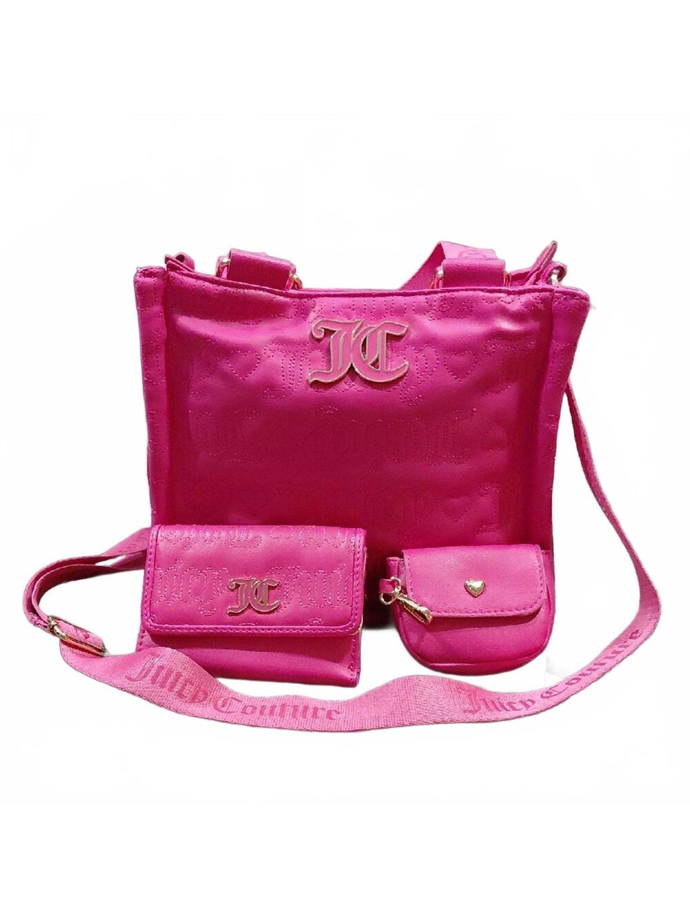 "Juicy Couture" NWOT, Pink League Mini-Tote Vibrant Pink Crossbody Bag Set...